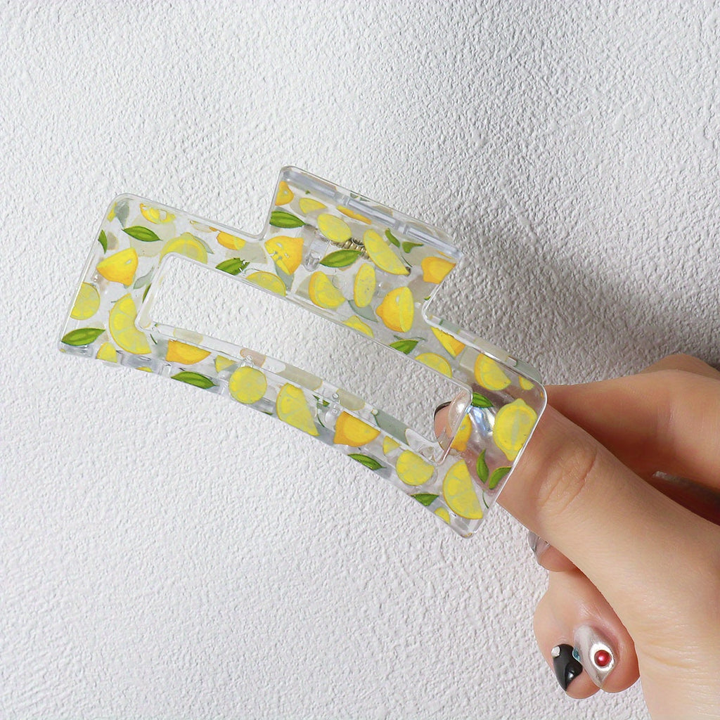 Transparent Lemon Flower Hair Claw Clip – Cute Minimalist Plastic Hair Clip for Women