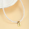 Alphabet Beaded 26-Letter Necklace 18K Gold-Plated Zinc Alloy Collarbone Chain for Women