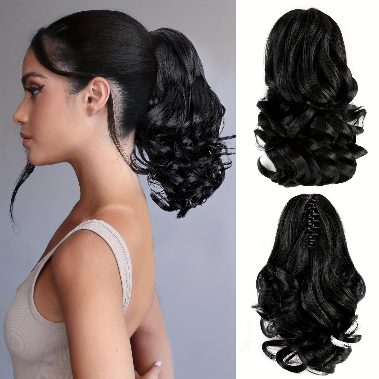 Curly Wavy Clip-In Ponytail – Clip-On Volumizing Hair Extension for Women – Heat-Resistant Fiber