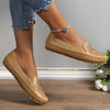 Plus-Size Women's Rhinestone Floral Slip-On Flats — Breathable PU Upper, Round Toe, Comfortable TPR Sole, All-Season