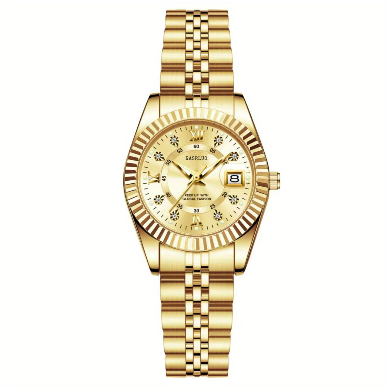 Elegant Women's Mechanical Watch - Gold Stainless Steel Band, Blue Dial, Boho World-Time Wristwatch, Ideal Gift