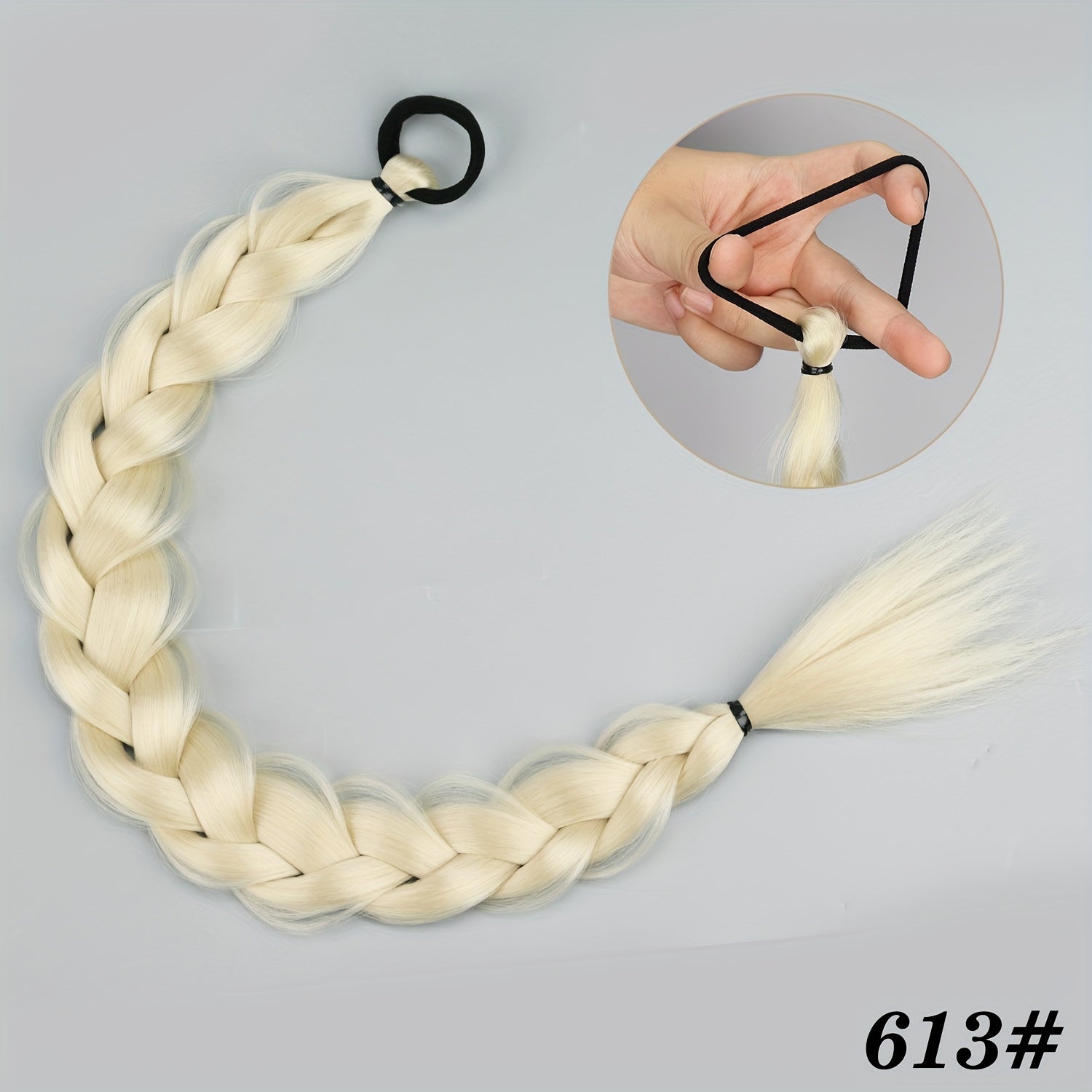 Long Braided Ponytail Extension with Elastic Tie - Heat-Resistant Synthetic Hair for Women, Wrap-Around Ponytail for Daily & Party