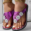 Women's Flat Slide Sandals – Floral Flip Flops, Lightweight PVC Sole, Crisscross Strappy Summer Sandals