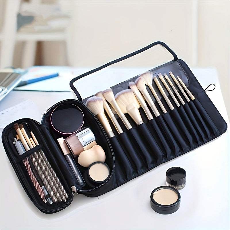 Large Capacity Makeup Brush Organizer Cosmetic Bag – Korean-Style Portable Pouch for Students & Travel