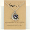 Glow-in-the-Dark Zodiac Moon Pendant Necklace - Adjustable Vintage Zinc Alloy with Glass Accents for Women