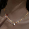 Vintage Pentagonal Sparkling Zircon Necklace - Light Luxury Shimmer Clavicle Chain for Parties & Everyday