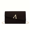 Women's Envelope Evening Clutch – Microfiber Leather Chain Strap Bag with Gold Hardware (Red, Black, Rose, Pink, Apricot, Yellow, Blue, Green)