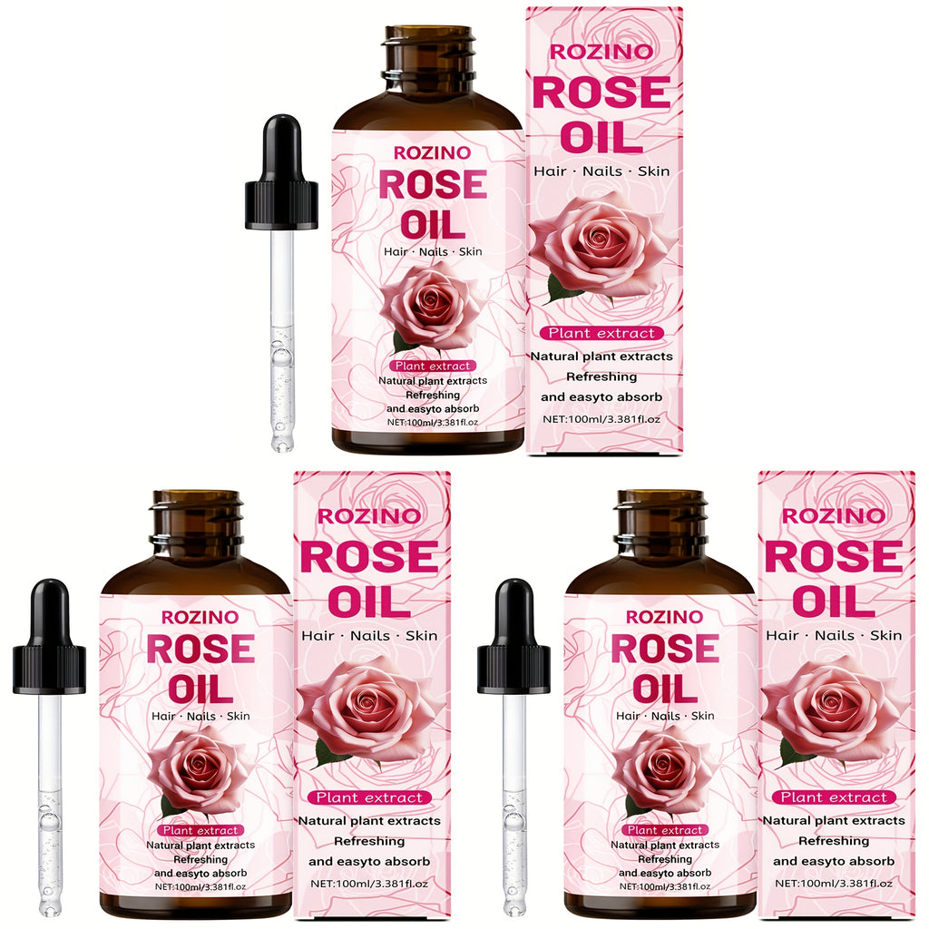 100ml Rose Essential Oil - 100% Pure Plant Oil for Massage, Face, Body, Hair & Nail Care