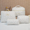 Travel Makeup Bag – Floral Large-Capacity Polyester Cosmetic Pouch with Zipper, Mixed Colors (Pink Blue Yellow Green)