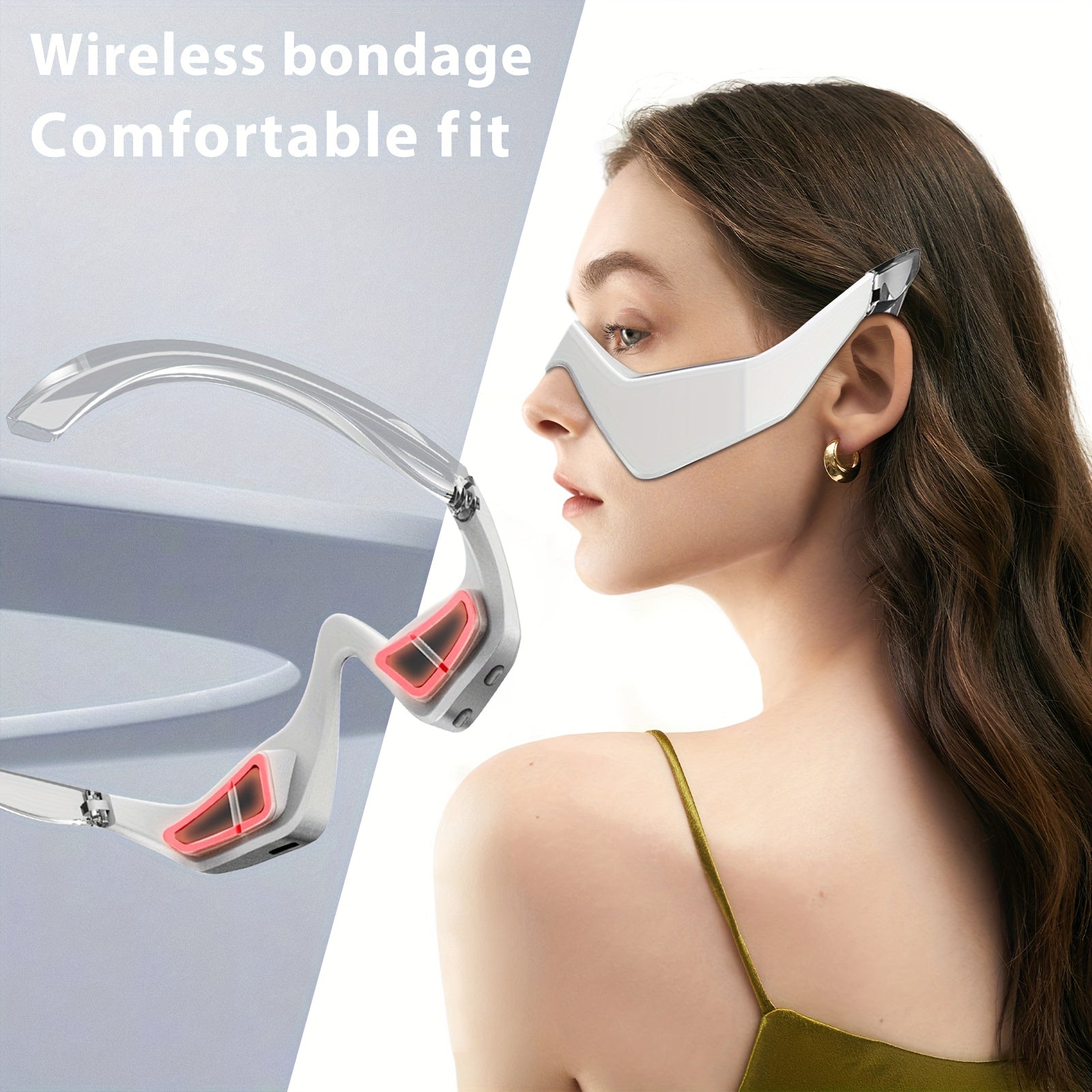 LED 3D Red Light Eye Massager – USB Rechargeable Eye Therapy Device for Dark Circles & Puffiness, 4 Massage Modes, 3 Intensity Levels, Portable