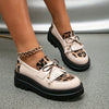 Women's Leopard Print Tassel Bow Penny Loafers Slip-On Thick PU Sole All-Season