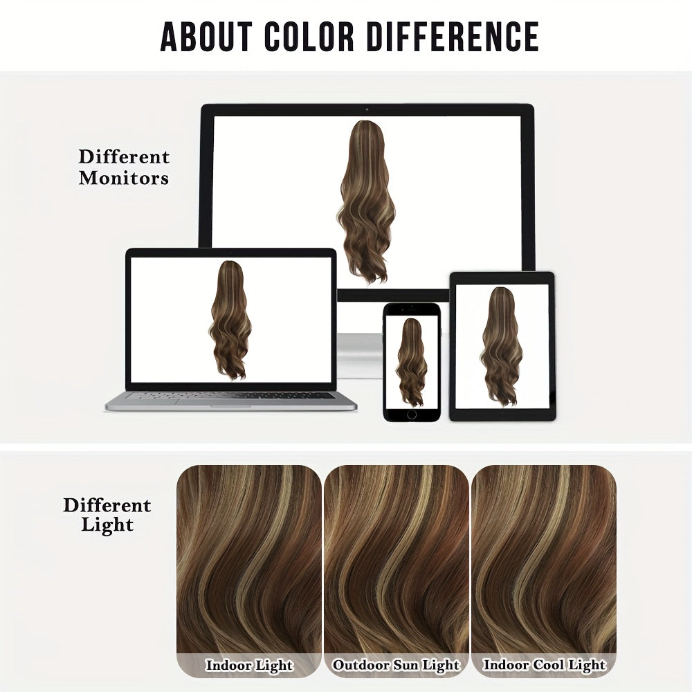 7JHH WIGS 28-Inch (71 cm) Loose Curly Drawstring Ponytail Hair Extension – Natural Brown Ombre, Heavy-Duty Realistic Volume for Women