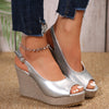 Women's Peep Toe Cross-Strap Platform Sandals – Chunky Buckle High Heels for Summer