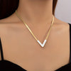 Minimalist V-Shaped Gold-Plated Vertical Bar Necklace – Zinc Alloy Chain for Everyday & Party