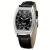 Women's Automatic Mechanical Watch Tonneau Case Faux Leather Strap Blue Hands Date Calendar Vintage Gift
