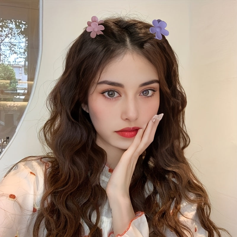 8-Pack Frosted Macaron Flower Hair Clips for Women – Small Neutral Floral Braid & Styling Accessories