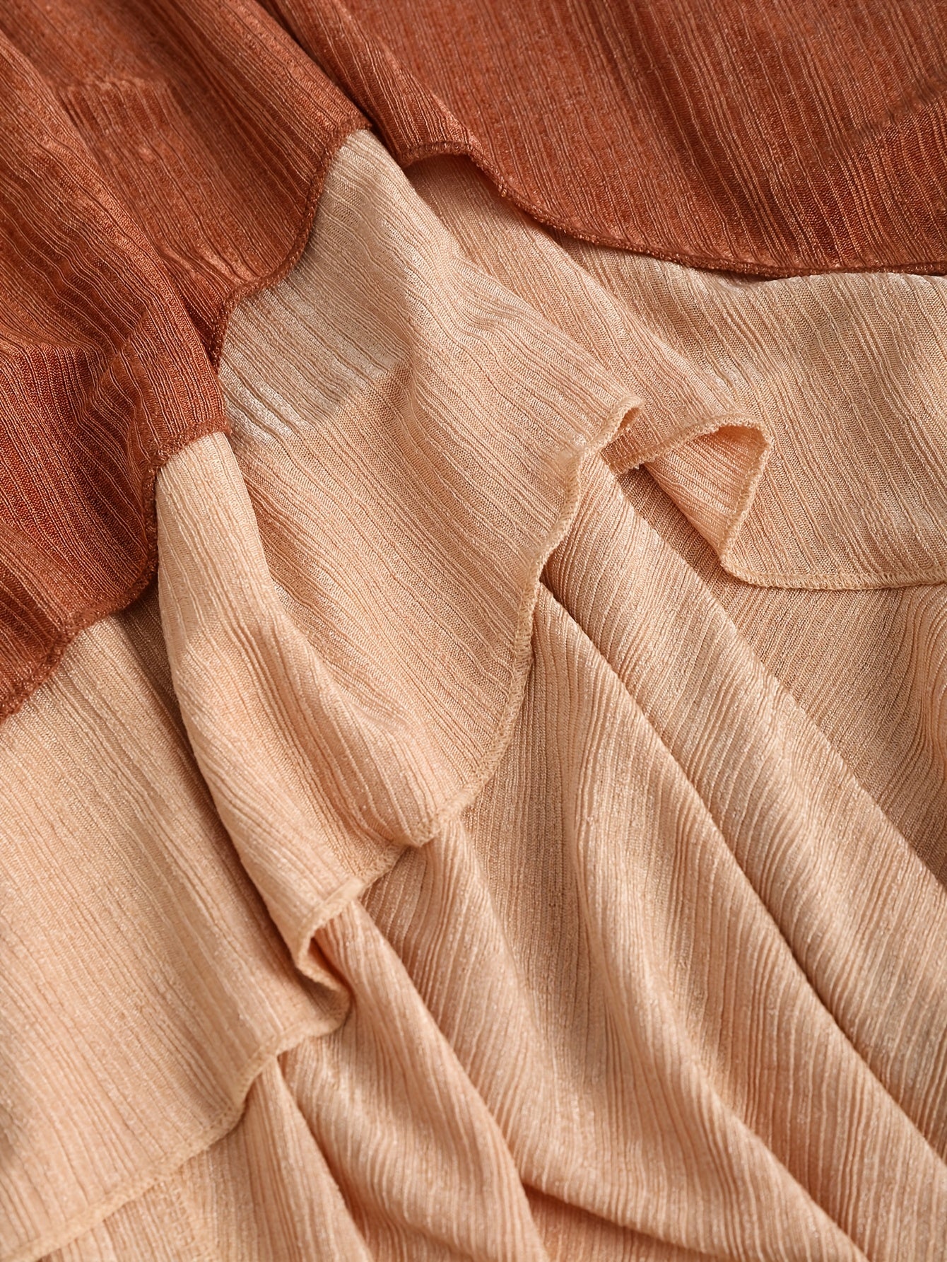 Plus Size V-Neck Ribbed Knit Dress — Color Block Patchwork, Tassel Hem & Belted Waist, Stretch Polyester for Spring/Fall