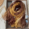 Gradient Blue Pleated Scarf - Lightweight Breathable Viscose Shawl Wrap, Boho Beach & Casual Long Scarf