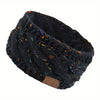 Women's Plush Knit Headband with Faux Fur Pom Pom, Warm Winter Ear Warmer & Christmas Gift