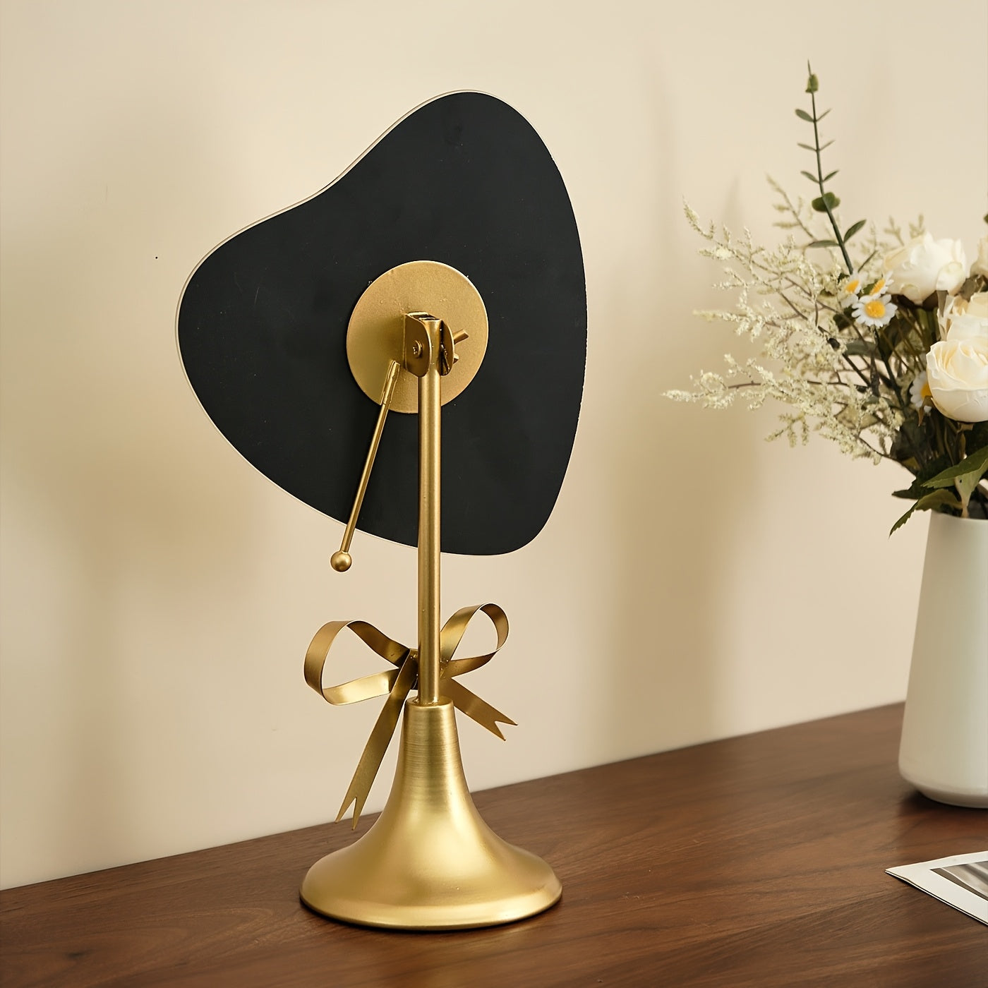 Adjustable Heart Base Makeup Mirror — Tabletop & Hanging Vanity Mirror, Portable No-Power Metal Mirror (Gold/Black)