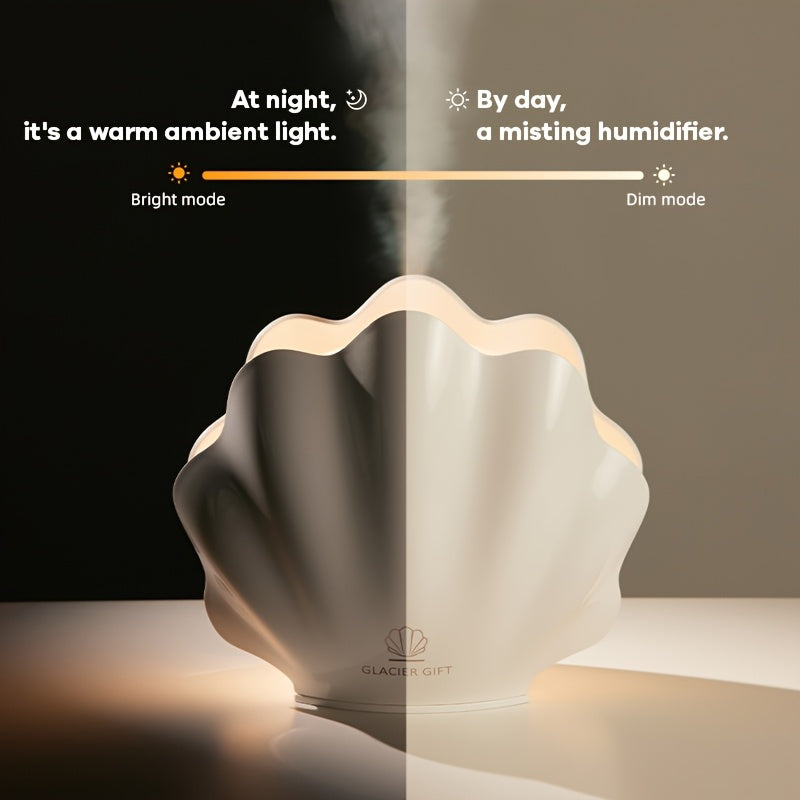 Shell-Shaped Aromatherapy Diffuser & Cool Mist Humidifier with 7-Color LED, USB-Powered Essential Oil Diffuser with Timer & Auto Shut-Off for Home & Spa