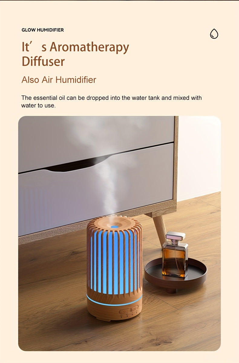 Ultrasonic 150ml (5.07 oz) Aroma Diffuser Humidifier — USB Mini Essential Oil Diffuser with 7-Color LED, Quiet Timer, Birdcage Design for Bedroom & Office