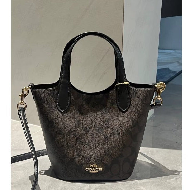 Coach Hanna Signature Canvas Bucket Bag - Women's Crossbody Handbag, Casual Purse & Gift