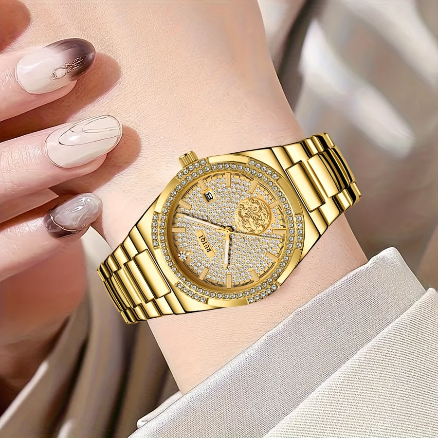 RUIQI Women's Dragon Mechanical Watch – 40mm (1.57 in) Alloy Case, Stainless Steel Bracelet, Luminous Hands & Rhinestones