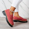 Women's Chunky Slip-On Penny Loafers - Lightweight Faux Leather Round Toe, EVA Sole, Breathable Fabric Lining, Retro Casual & Dress Shoes