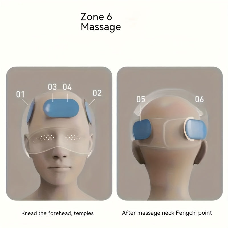Portable Electric Head & Scalp Massager with 6-Zone Airbag Compression, Heating and Kneading — Rechargeable Head and Eye Massager