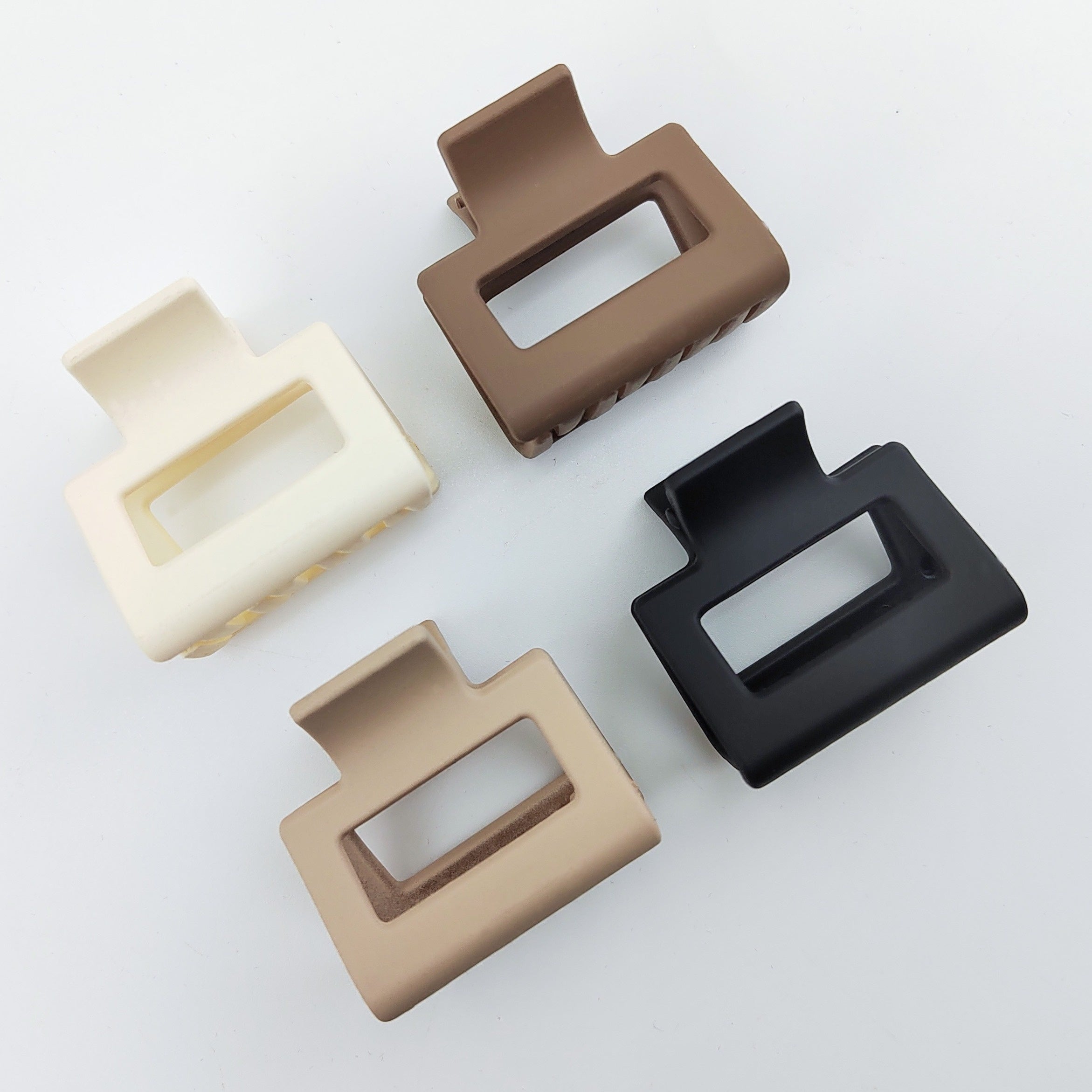 Medium 1.6 in (4.1 cm) Matte Rectangle Double-Row Hair Claw Clips for Thin to Medium Fine Hair – Non-Slip Jaw, Smooth Grip, 4-Pack or 8-Pack