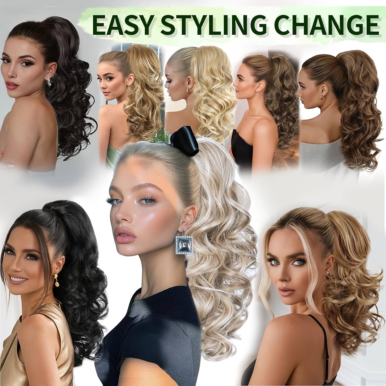 18-Inch (45 cm) Wavy Curly Claw Clip-In Ponytail Extension - Heat-Resistant Synthetic Hairpiece for Women, Clip-On Layered Ponytail for Daily & Party Wear