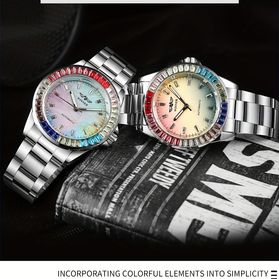 Iced-Out Women's Automatic Skeleton Watch – Luminous Alloy Bracelet Bling Luxury Wristwatch