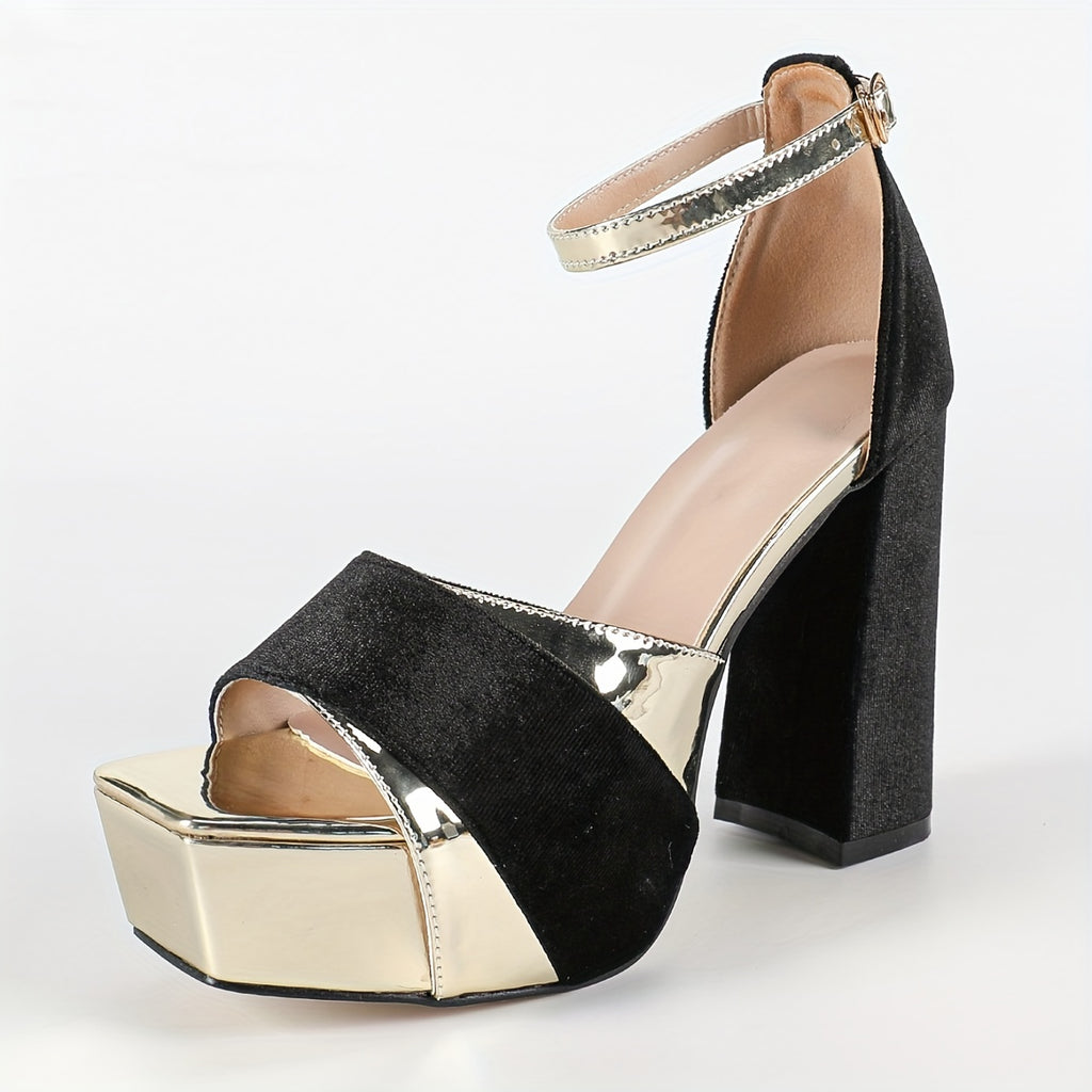 Chunky Block Heel Ankle-Strap Platform Sandals for Women – Open Toe Party & Dress Heels