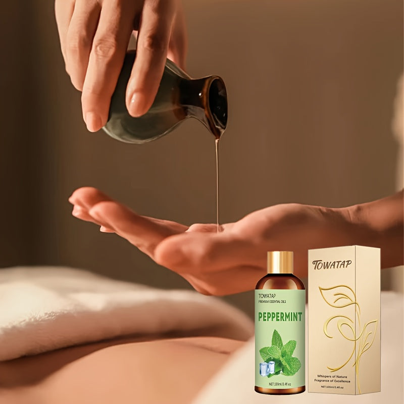 TOWATAP 100% Pure Peppermint Essential Oil – Cooling Aromatherapy for Massage, Muscle Relief, Diffusers & Humidifiers, Unisex