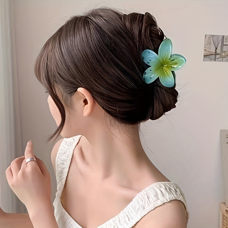 Elegant Flower Hair Clip – Semi-Transparent Anti-Slip Grip for Bridal, Beach & Everyday Wear