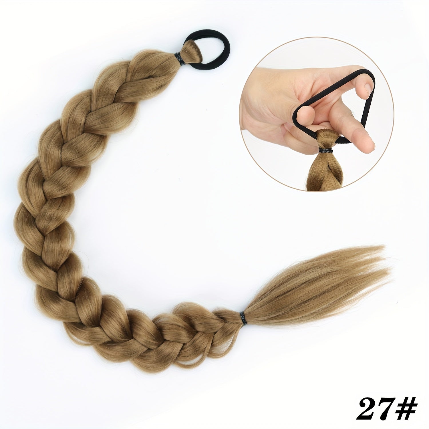 Long Braided Ponytail Extension with Elastic Tie - Heat-Resistant Synthetic Hair for Women, Wrap-Around Ponytail for Daily & Party