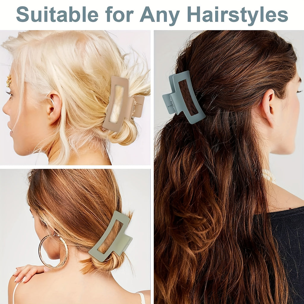 4-Pack Medium Matte Hair Claw Clips for Women - Strong Hold Non-Slip Rectangle Jaw Clips for Thick and Thin Hair