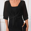 Lightweight Breathable Shawl Wrap with Tie-Front – Semi-Sheer Polyester Dress Accessory for Spring Summer Fall