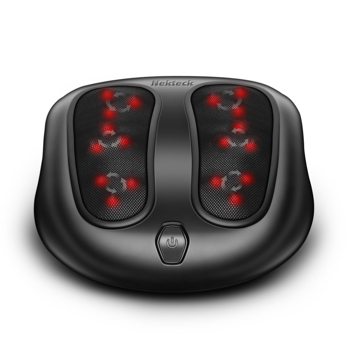 NEKTECK Shiatsu Heated Foot Massager – 6-Head Kneading Foot Massager with Heat, Carry Handle & Power Cord (Black)