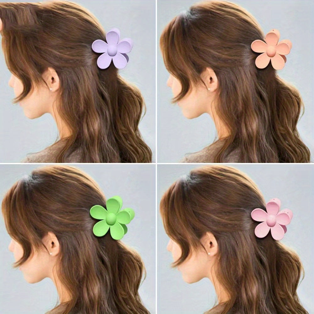 Flower Frosted Candy Hair Claw Clip – Non-Slip Strong Hold Jaw Clip for Women & Girls