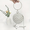 Gold Beaded Evening Clutch with Detachable Chain Strap & Kiss-Lock Closure, Bridal Wedding Formal Handbag