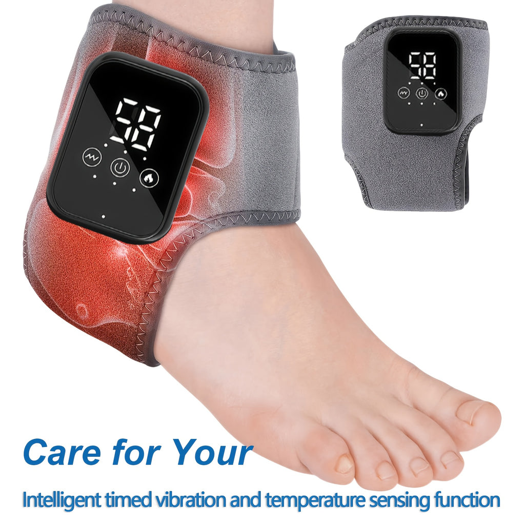 Wireless Heated Foot & Ankle Massager — 3 Vibration & 3 Heat Modes, USB Rechargeable, LCD Display, Portable