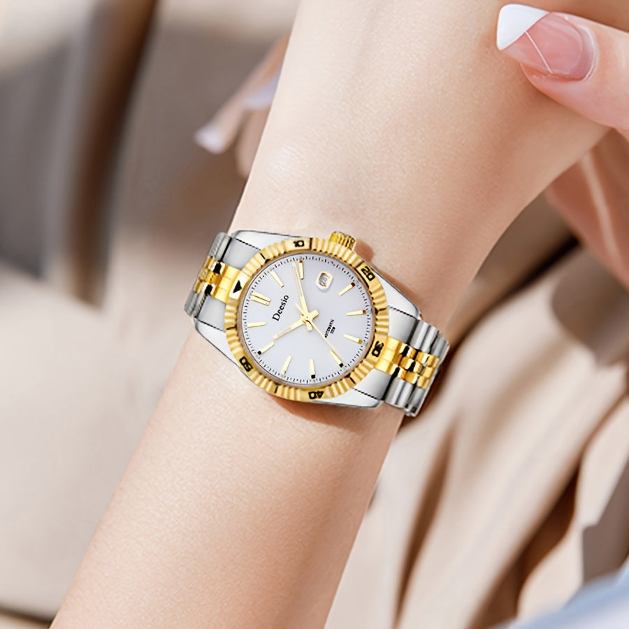 Deesio Women's Automatic Mechanical Watch with Moon-Phase Calendar, Stainless Steel Bracelet - Elegant Ladies Gift