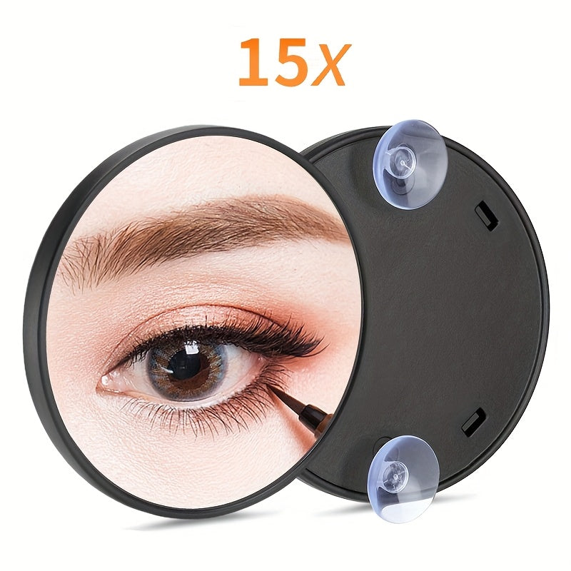 High-Definition Makeup Mirror 5x/10x/15x Magnification — Portable Suction Cup Travel Mirror, Clear Glass Black Frame