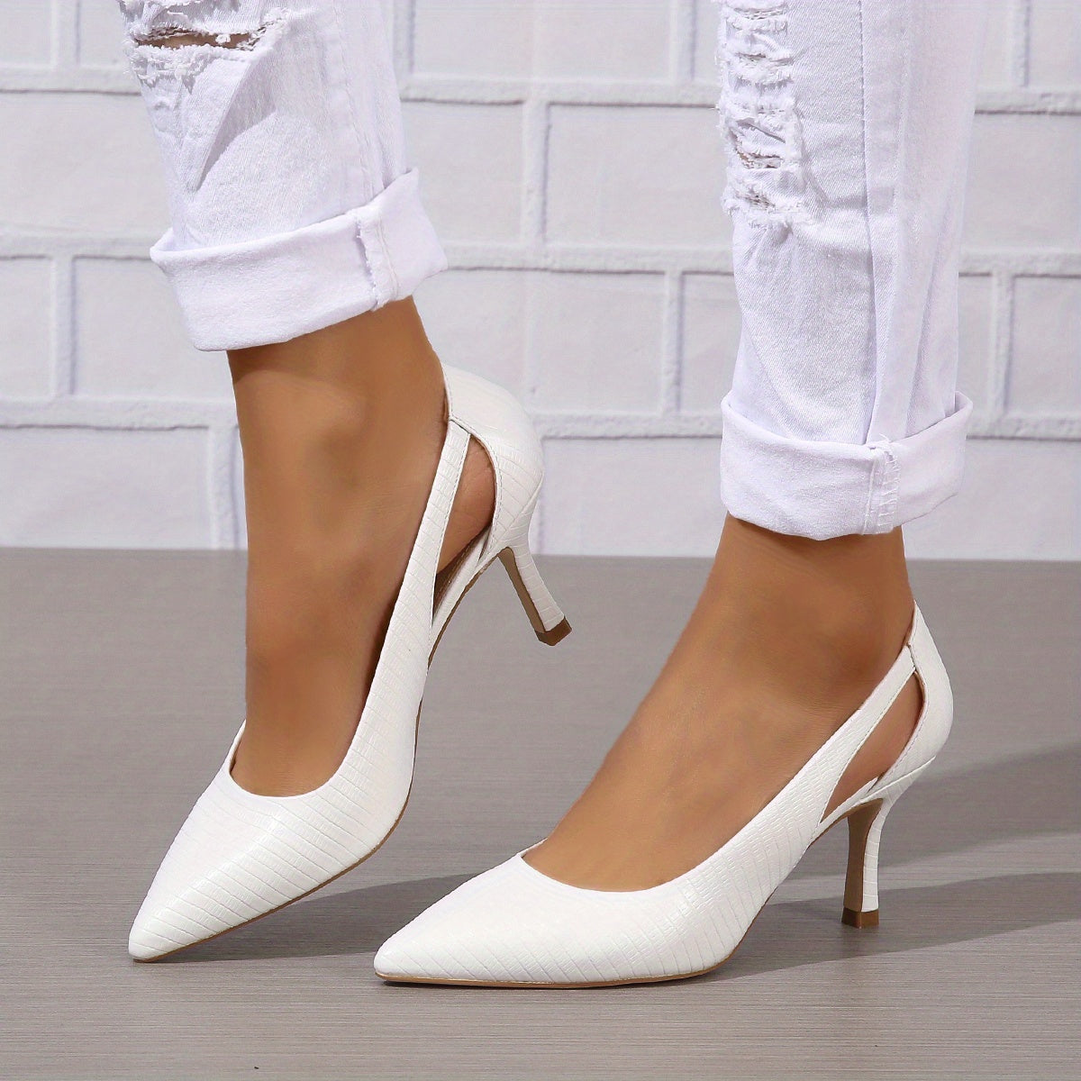 Women's Pointed Toe Ankle-Strap Stiletto Heels - Slip-On Cut-Out Dress Pumps