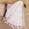 Embroidered Hollow Lace Tassel Scarf for Women — Elegant Lightweight Windproof Wrap for Cold Weather & Eid