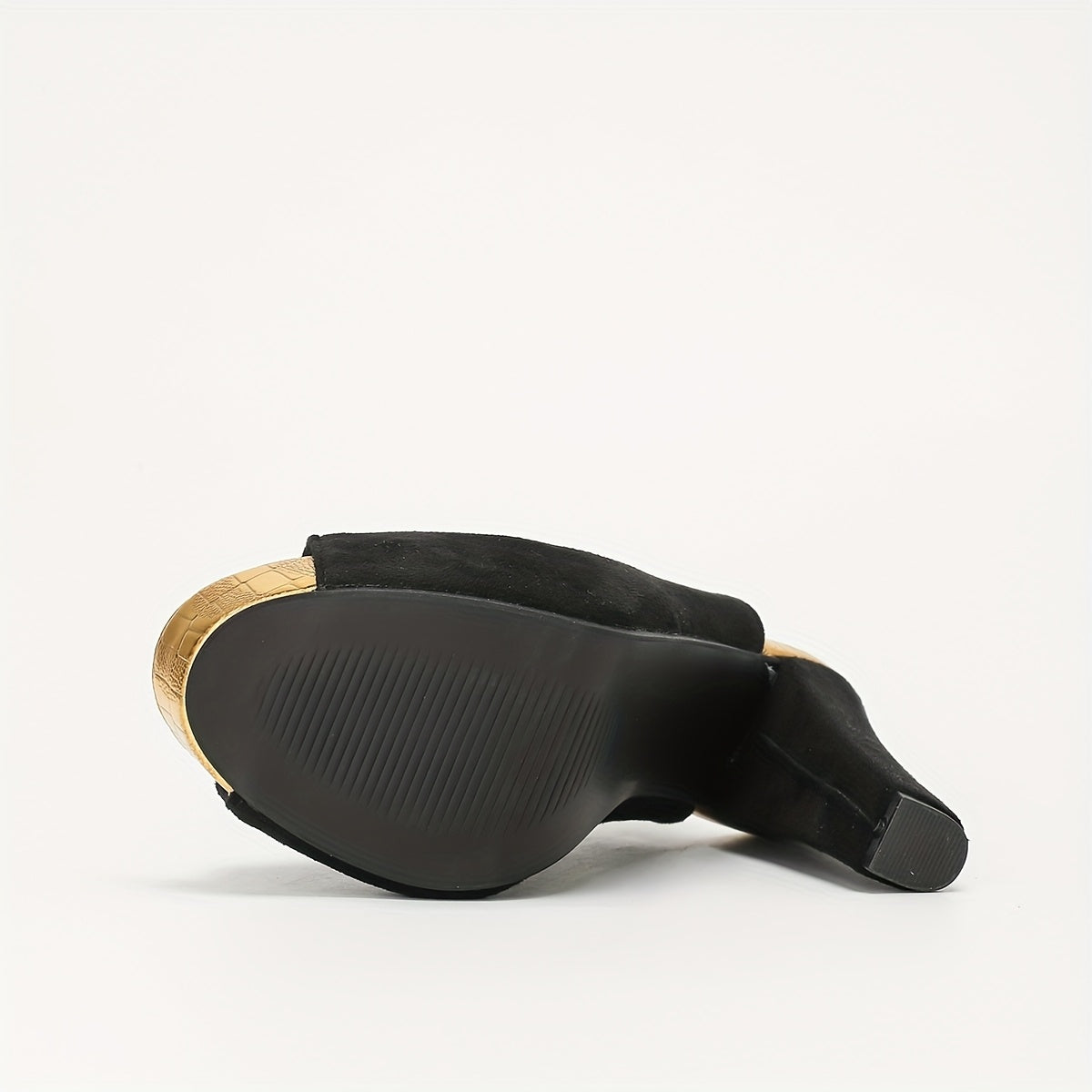 Women's Flannel Ankle-Strap Block Heel Sandals Ultra-High Open-Toe Buckle