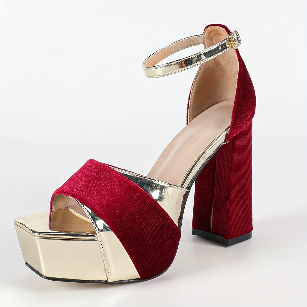 Chunky Block Heel Ankle-Strap Platform Sandals for Women – Open Toe Party & Dress Heels