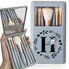 Portable Professional Makeup Brush Set with Mirror, Soft Fluffy Travel Brushes and 26-Letter Initial Garland Gift